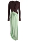 Victoria Beckham Colour-block Knotted Jersey Gown In Black