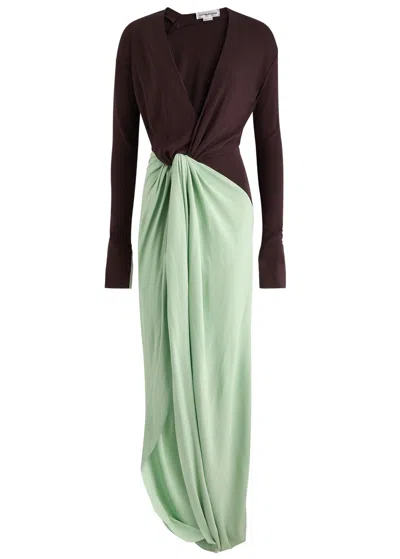 Victoria Beckham Colour-block Knotted Jersey Gown In Black