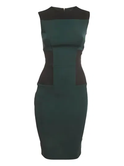 Pre-owned Victoria Beckham Colour-block Midi Dress In Green