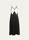 Victoria Beckham Lace-trimmed Satin Midi Dress In Ivory