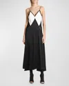 Victoria Beckham Lace-trimmed Satin Midi Dress In Ivory