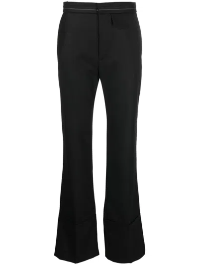 Victoria Beckham Contrast-stitching Flared Trousers In Black