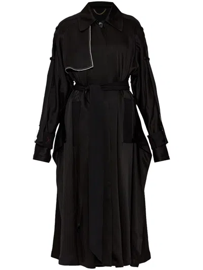 Victoria Beckham Contrast-trim Trench Coat In 黑色