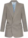 Victoria Beckham Contrasting-border Wool Blazer In 灰色