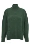 Victoria Beckham Cut-out Back Detail Knit Turtleneck In Green