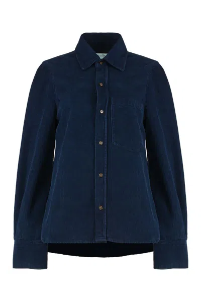 Victoria Beckham Striped Shirt In Blue