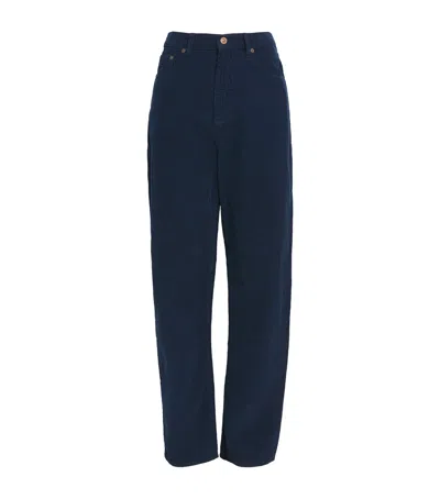 Victoria Beckham Corduroy Alina High-rise Wide-leg Trousers In Blue