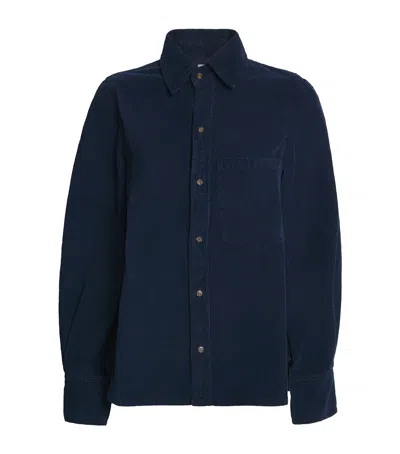 Victoria Beckham Corduroy Garment-dyed Shirt In Blue