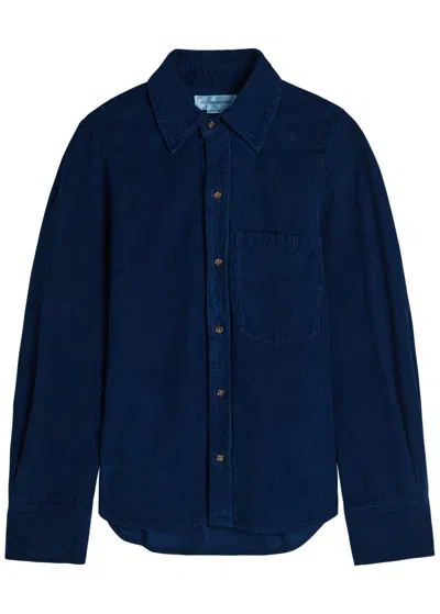 Victoria Beckham Womens Long-sleeve Slim-fit Cotton-corduroy Shirt Indigo Garment Dye In Blue