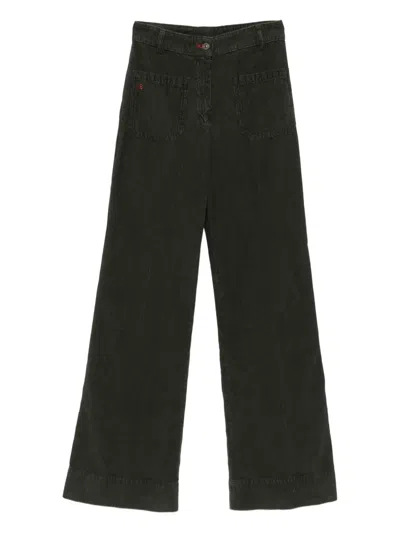 Victoria Beckham Corduroy Wide-leg Jeans In Green