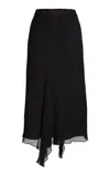 Victoria Beckham Corset-waist Silk Crepe Midi Skirt In Black