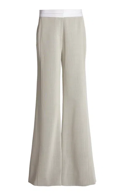 Victoria Beckham Corset-waist Wool Wide-leg Pants In Grey