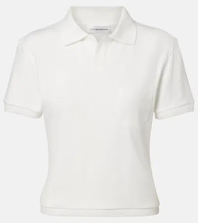 Victoria Beckham Cotton And Linen Polo Shirt In White
