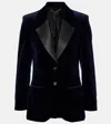 Victoria Beckham Cotton-blend Velvet Blazer In Blue