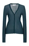 Victoria Beckham Cotton Cardigan In Blue