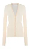 Victoria Beckham Cotton Cardigan In Neutral