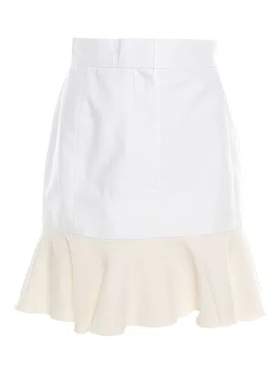 Pre-owned Victoria Beckham Cotton Ruffle-hem Mini Skirt In Neutral