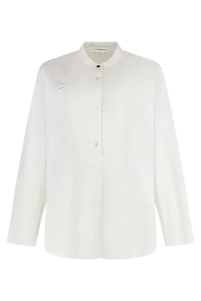 Victoria Beckham Cotton Shirt With Buttoned Cuffs And Chest Pocket In White