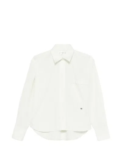 Victoria Beckham Signature Embroidery Cropped Shirt Long Sleeves In White