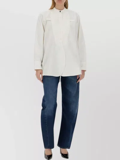 Victoria Beckham Cotton Shirt With Front Bib Detail In White