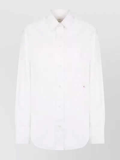 Victoria Beckham Cotton Shirt With Front Pocket And Long Sleeves In White