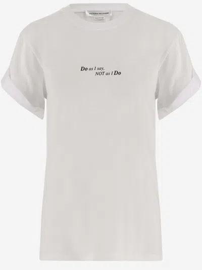 Victoria Beckham Cotton T-shirt With Print In White