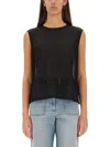 Victoria Beckham Boxy Sleeveless T-shirt In Black