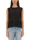 Victoria Beckham Boxy Sleeveless T-shirt In Black