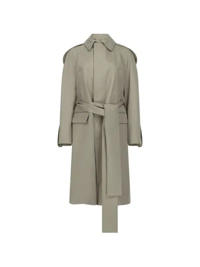Victoria Beckham Cotton Trench Coat In Green
