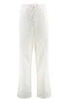 Victoria Beckham Drawstring Waist Wide Leg Trousers In White