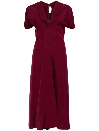 Victoria Beckham Cowl-neck Midi Dress In Red