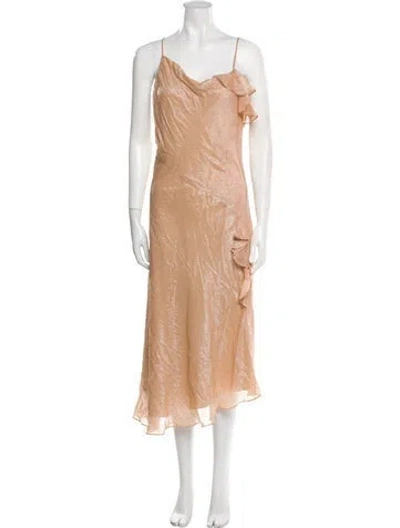 Pre-owned Victoria Beckham Cowl Neck Midi Length Dress In Neutral