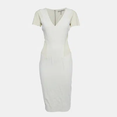 Pre-owned Victoria Beckham Cream & White Cotton Midi Dress S