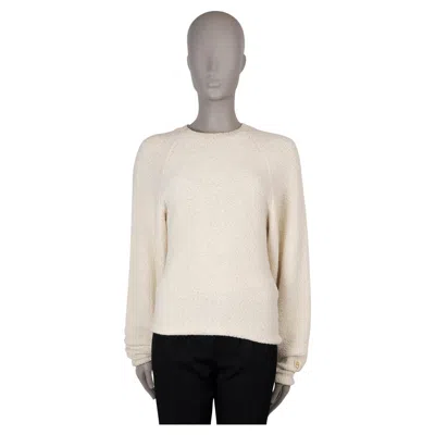 Pre-owned Victoria Beckham Cream Cotton Blend Boucle Knit Sweater S In White