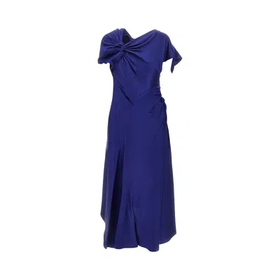 Victoria Beckham Crepe Back Satin Asymmetrical Midi Dress In Blue