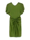 Victoria Beckham Womens Algae Ruched Round-neck Woven Mini Dress In Green