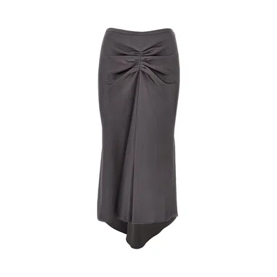Victoria Beckham Crepe Back Satin Midi Skirt In Black