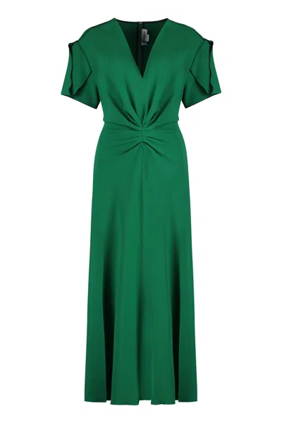Victoria Beckham Crepe Dress In Green
