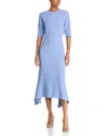 Victoria Beckham Womens Flared Short-sleeves Stretch-woven Blend Midi Dress Bluebell In Blue
