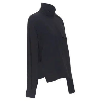 Pre-owned Victoria Beckham Crepe Flap Breast Pocket Strapped Collar Blouse In Black