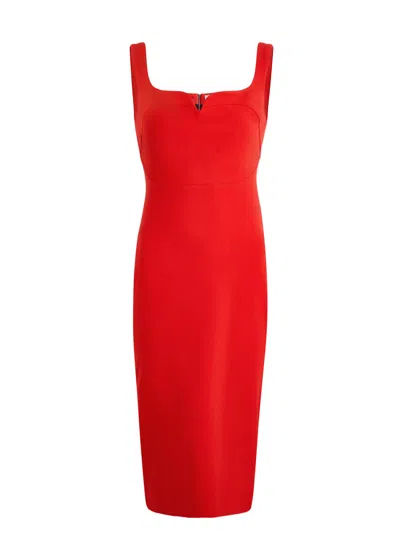 Victoria Beckham Crepe Midi Dress In Red