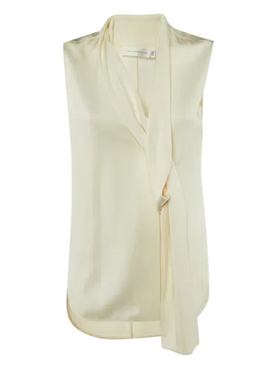 Pre-owned Victoria Beckham Crepe Neck Blouse In Neutral