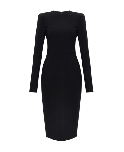 Victoria Beckham Crepe Pencil Midi Dress In Black