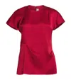 Victoria Beckham Womens Rose Draped Short-sleeves Woven Top In Red
