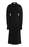 Victoria Beckham Crepe Polo Midi Dress In Black