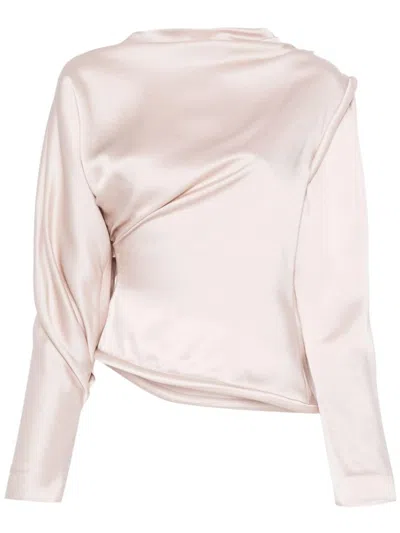 Victoria Beckham Crepe Satin Blouse In 粉色