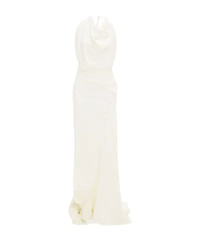 Victoria Beckham Crepe Satin Dress In White