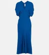 Victoria Beckham Womens Sapphire Blue V-neck Asymmetric-hem Stretch-woven Midi Dress In Blue