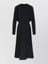 Victoria Beckham Crew Neck Dolman Midi Dress In Black