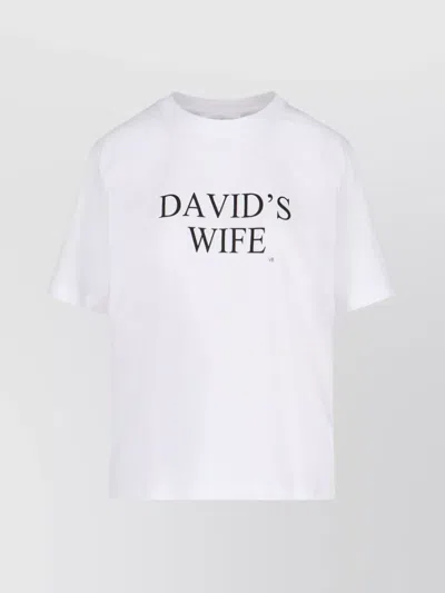 Victoria Beckham Crew Neck Graphic Print Short Sleeves Top In White